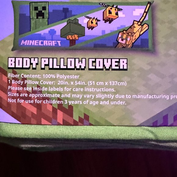 New Minecraft Creeper Bee Body Pillow Case Cover MC soft Mojang Microsoft - NWT - Picture 3 of 5